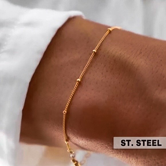 Jewelry - 🔵𝟲𝟱%𝗢𝗙𝗙 𝗯𝘂𝗻𝗱𝗹𝗲𝘀 𝟯+🔵 NEW Thin Beaded Chain Stainless Steel Bracelet